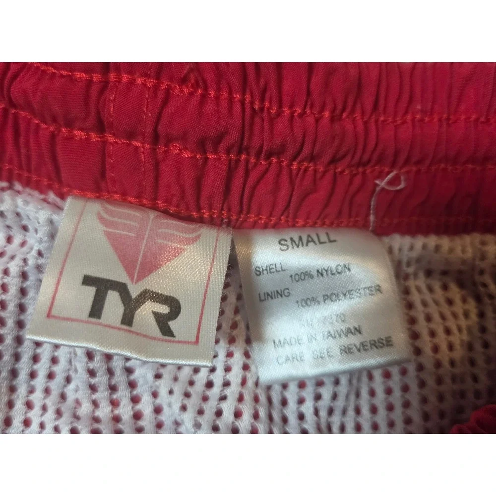 TYR Mens Swim Trunks Red Nylon Mesh Lined Athletic Shorts Small